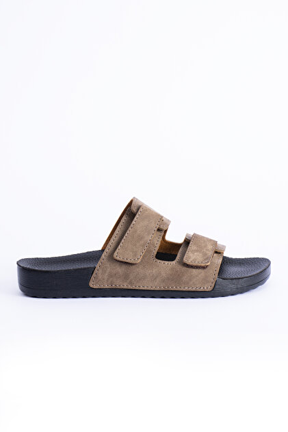 Duster Men's Nubuck Look Double-Strapped Adjustable Velcro Anatomical Sole Daily Slippers