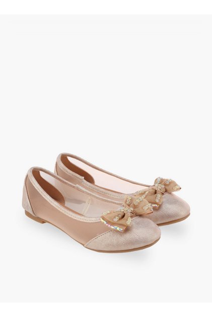 Girls Bow Embellished Ballerina Shoes