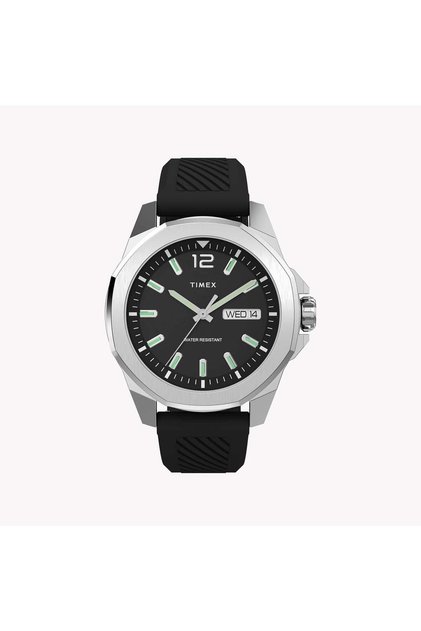 Men's Black Silicone Watch, Silver Case | Tw2w42900