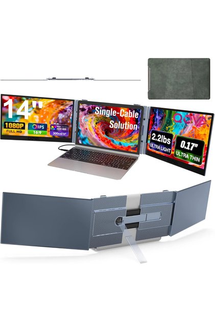 Monitor de laptop portabil și extensibil, Qova®, dublu ecran de 14 inch, extensie Full HD, 1920×1080, sRGB