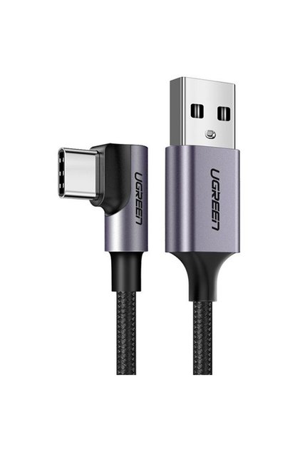 Ъглов USB-C кабел US284, 3A, 2м (черен)