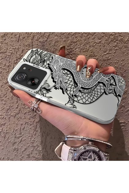 Mi 13t Pro/Mi 13t Compatible High-Quality Chinese Style Black and White Dragon Printed Case