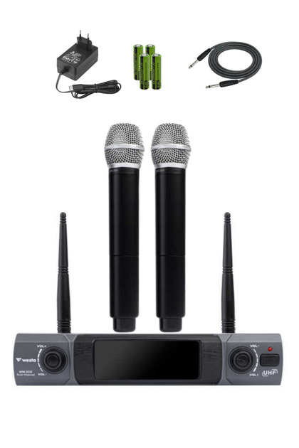 Westa WM-202H Çift El Mikrofonlu Telsiz Mikrofon Seti (Kablosuz
