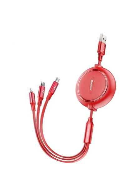 Golden Loop, husă retractabilă 3 în 1, pentru smartphone, USB la Micro-USB + Lightning + USB Type-C 3.5, 1.2m