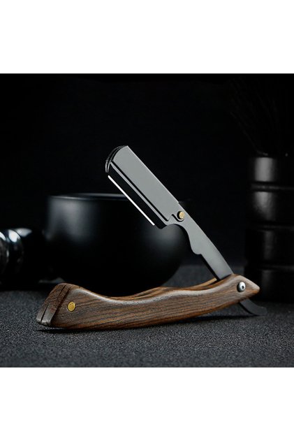 Sandalwood Vintage Razor Stainless Steel Folding Blade Holder Men's Facial Fit Razor Hairdresser'...