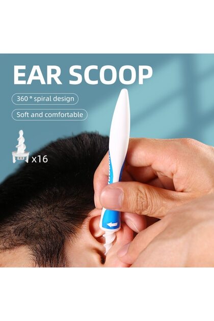 White 16 Ear Cleaning Set Ear Scoop Cleaning Ear Wax Silicone Soft Spiral Beauty Care Gadget Portabl