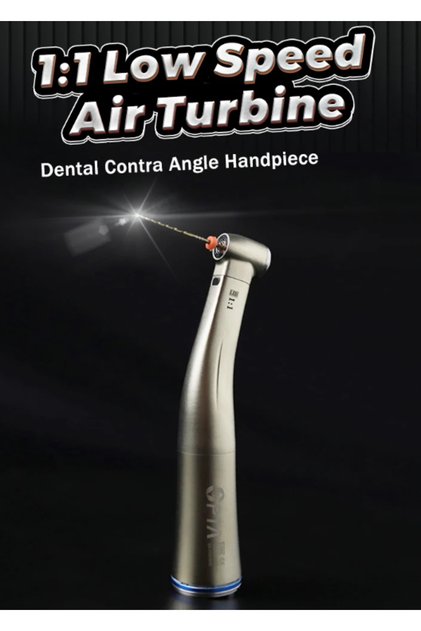 1 to 1 Dental Equipment Supply Low Speed1:1 Contra Angle Handpiece LED Light Air Turbine Stainless S