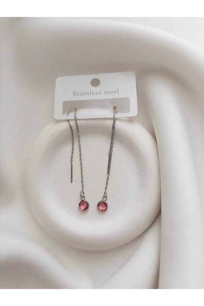 Chain Dangle Earrings - Beaded Colorful Dangle Earrings - Steel Dangle Earrings
