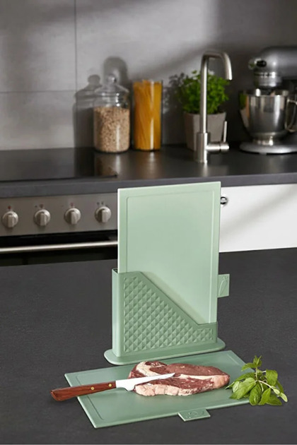 4-Piece Cutting Board Set with Stand - Multi-Purpose Chopping Board Bread Vegetable Meat Cutting Board /Green
