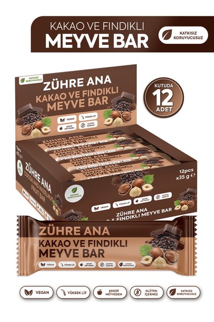 Cocoa and Hazelnut Fruit Bar No Added Sugar 35 Gr X 12 Pieces