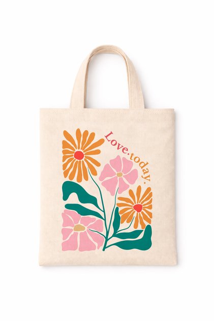 Book Bag Colorful Slogan Printed Mini Canvas Tote Bag