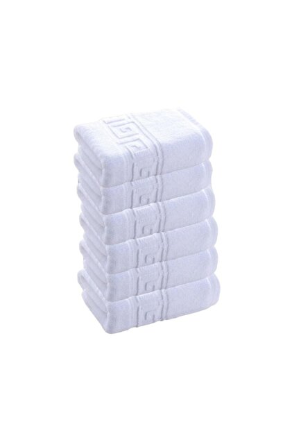 Set 6 prosoape albe 30x50 cm, bumbac Pakistan, 550 g/mp