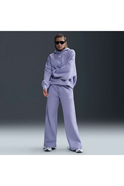 Nike NSW Phoenix Fleece Hr Pant Wide Kadın polarlı yüksek belli
