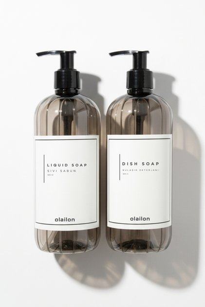Dishwashing Detergent and Liquid Soap Bottle Set of 2 Smoked | 500 ml Plastic