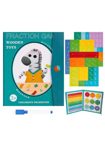 Kit Educational Tetea, Jocul de Fractii Magnetice cu Prietenii Savanei (Zebra)