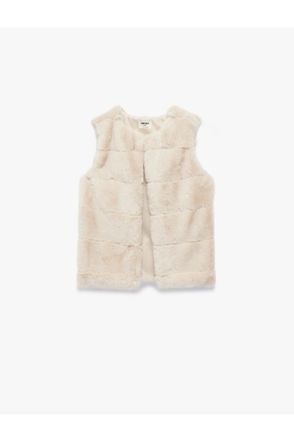 Sleeveless Crew Neck Plush Vest