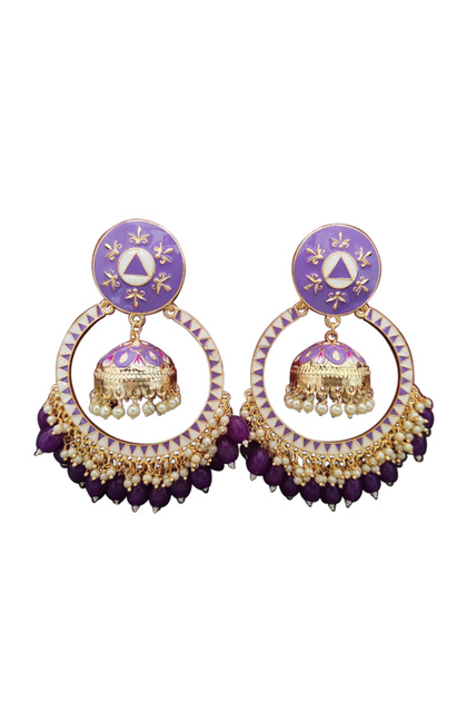 Beautiful Meenakari Design jhumkha Party wear Earrings