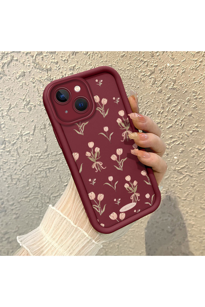 iPhone 15 Compatible, Stylish Floral Pattern Silicone Phone Case