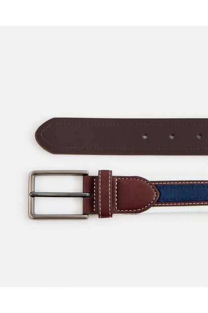 Men Navy And Brown Canvas Belt