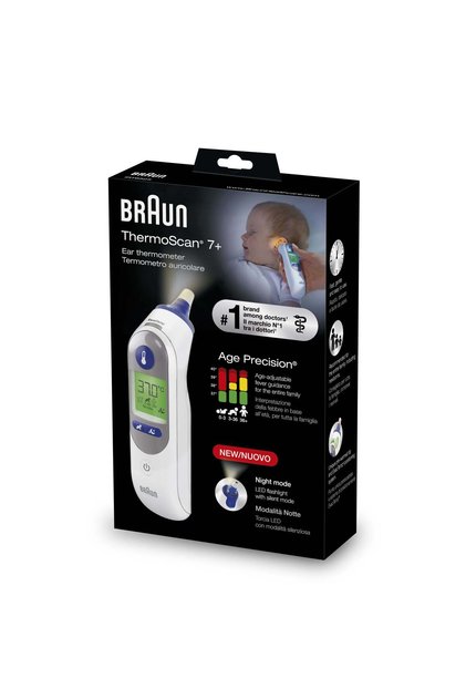 ThermoScan 7 Plus Digital Ear Thermometer - White & Blue, IRT6525, 1 Pack