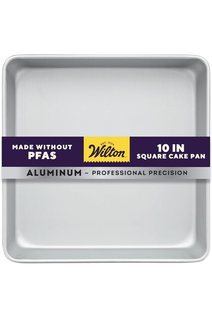 Performance Aluminum Square Cake Pan and Brownie Pan, 10 Inch, Silver