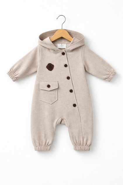 Hooded Buttoned Baby Jumpsuit