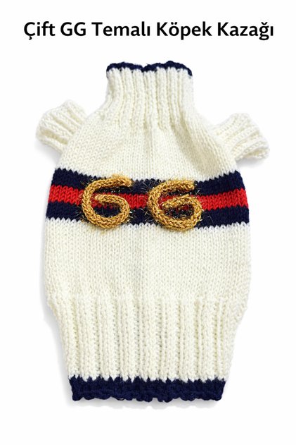 Hand Knitted Cat-Dog Sweater with Gg Logo