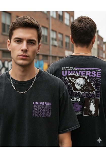 Acid Washed Oversize Unisex T-Shirt - Anthracite Oversize T-Shirt