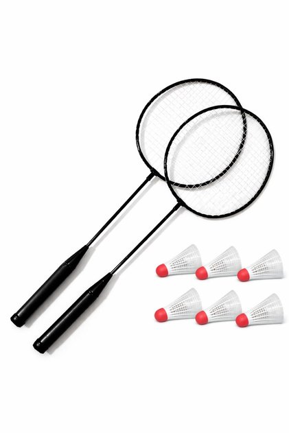 Fileli Badminton Seti - 2 Raket + 6'lı Dayanıklı Plastik Top
