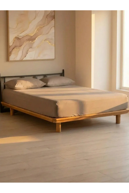 100% Cotton Combed Elastic Bed Sheet - Mink - 140 Gsm