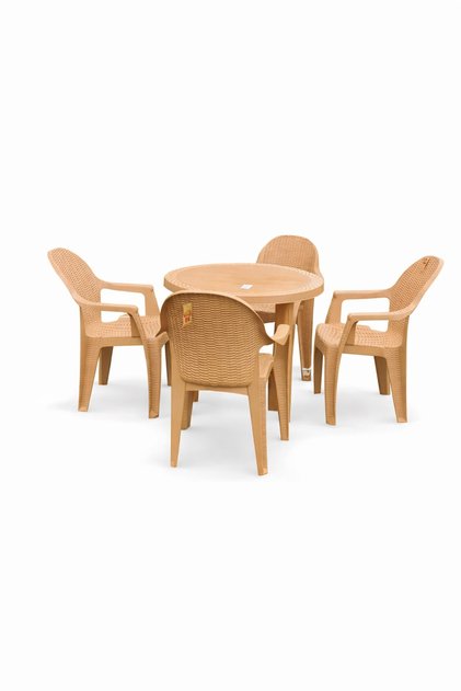 Dining table set consisting of 4 chairs and a round table