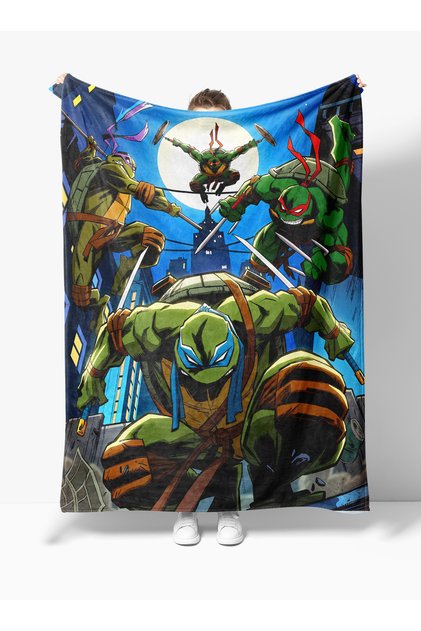 Ninja Turtles Patterned 3D Digital Printed Boys' Fleece Blanket Tv Blanket