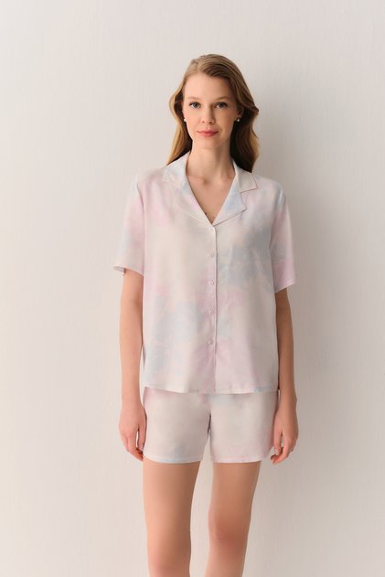 Kaitlyn Shirt Collar Shorts Pajama Set