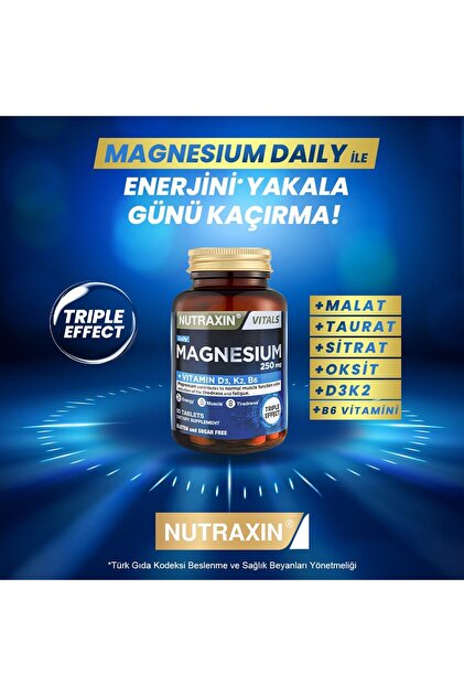 Nutraxin Magnesium Daily 250 mg 60 Tablet 2 ADET + 100ml Yüz