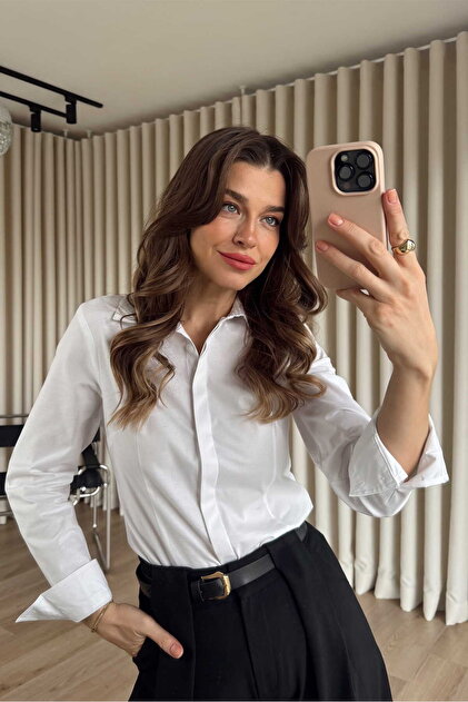 White Fitted Shirt with Waistband