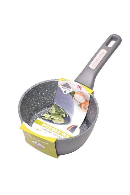 Oală din granit, 16 cm, 1,2 l, gri, compatibilă cu inducția