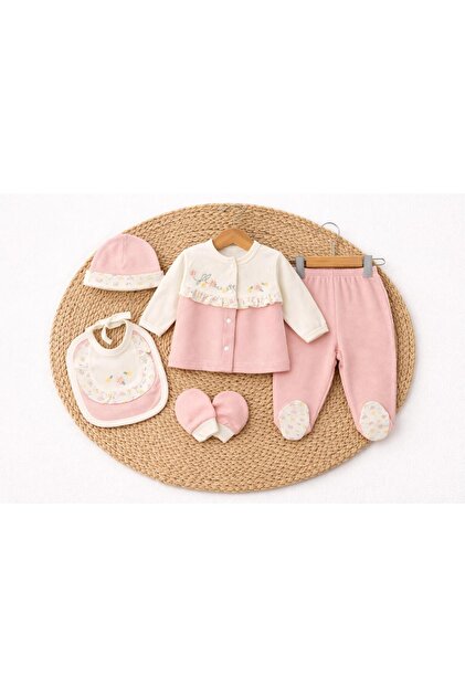 BYS BABY FASHION Flower Çiçek Nakışlı %100 Pamuk Yenidoğan Kız