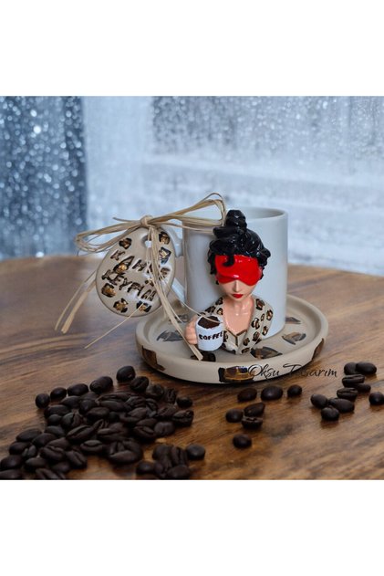 Leopard print girl in a Turkish coffee cup
