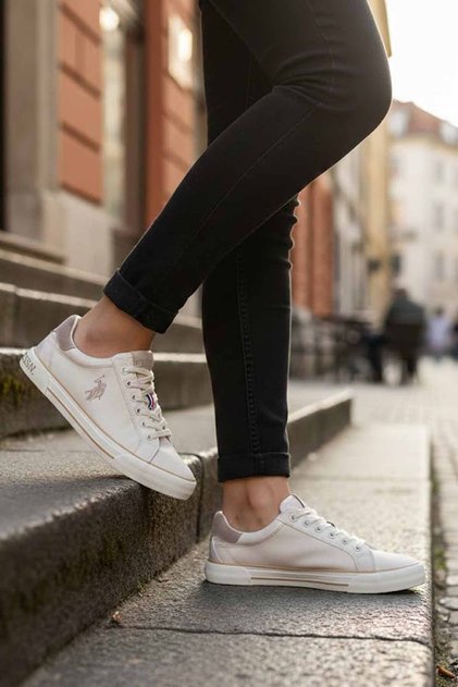 Women's Beige Canvas Shoes - Casual Sports Sneaker