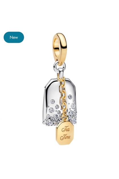 S925 Zirkon Taşlı Bridgerton Çay Poşeti Charm