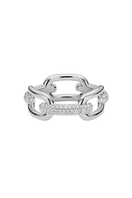 Crystal Link Ring Silver