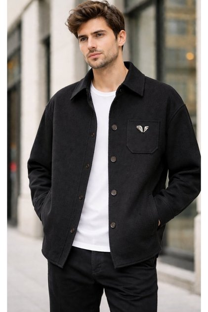 Original Brand Men's Black Wool-Cashmere Winter Shirt