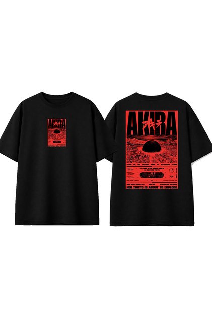 Akira Design Printed Black Oversize T-Shirt