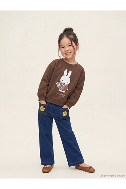Esvab • Modern & Distinctive Floral Embroidered Girls' Jean Pants