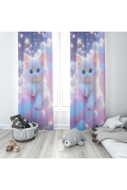 Cute Cat Background Curtain M20