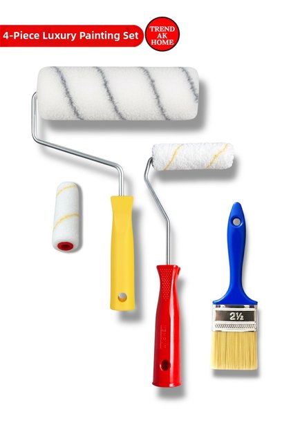 4-Piece Professional Painter Set |   20 cm Roller + 10 cm Roller + No:2.5 Cutting Brush +10 cm Spare Roller