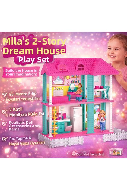 Mila's 2-Story Dream Playhouse Set – Furnished, Educational, and Imagination-Enhancing Play Set