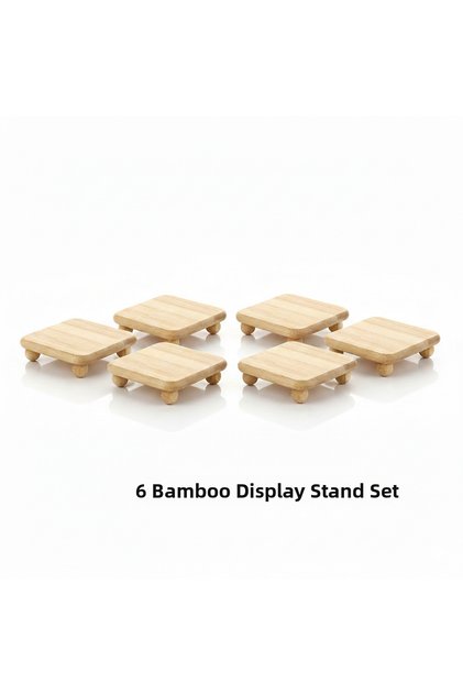 Square Bamboo Mini Presentation Tray | Natural Wooden Decorative Serving and Presentation Board 10X10Cm Set of 6