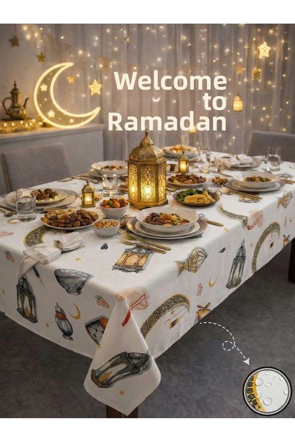 Waterproof Ramadan Tablecloth – Stain Resistant, Wipeable and Washable Patterned Tablecloth
