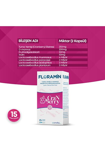 FLORAMİNN FLORAMIN D-Mannoz + Turna Yemişi (Cranberry) +